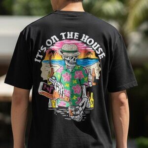 Retrofit “It’s On The House” T-shirt Men’s Size LARGE Skeleton